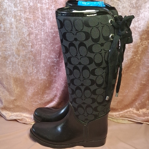 EUC COACH BLACK Knee-High Boots Size 7 - Picture 3 of 9